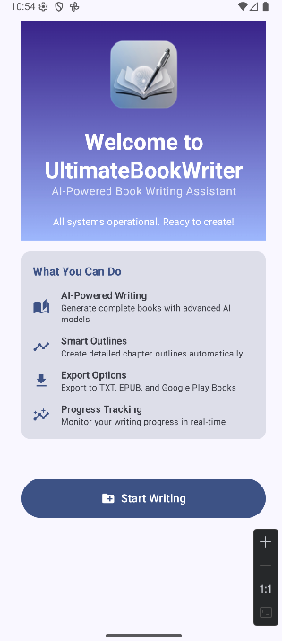 Welcome Screen - UltimateBookWriter